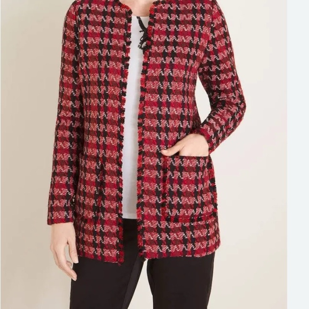 Chico's  Houndstooth Tweed Open-Front‎ Jacket  M